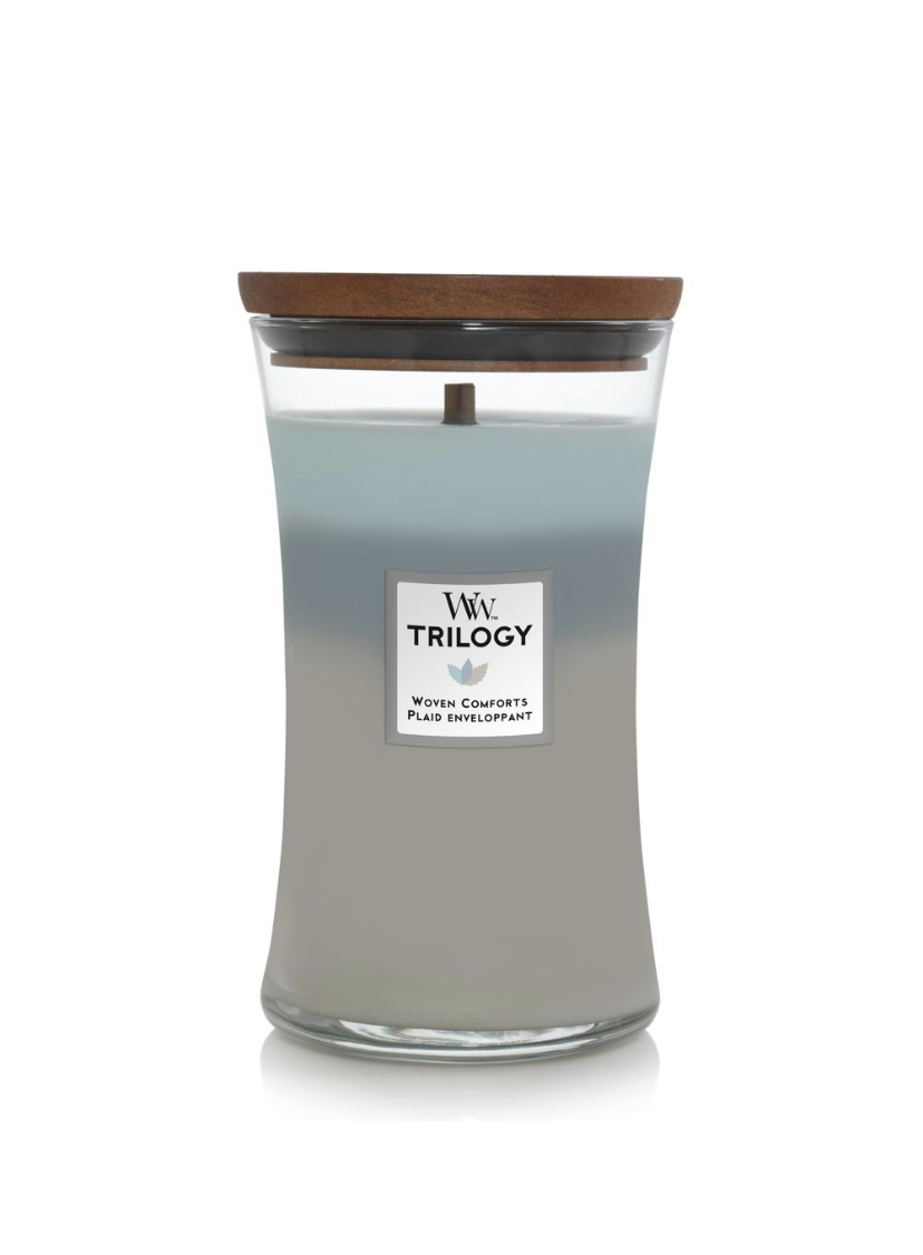 Ароматична свічка з ніжним ароматом Woodwick Large Trilogy Woven Comforts 609 г Ароматична свічка з ніжним ароматом Woodwick Large Trilogy Woven Comforts 609 г